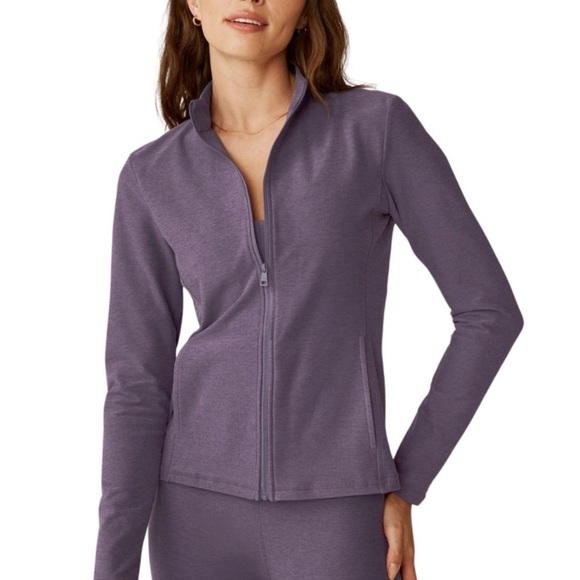 Beyond Yoga 
Spacedye On The Go Mock Neck Jacket purple S/P/P - Picture 2 of 12